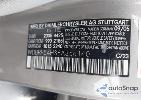 2006 Mercedes-Benz C 280 Luxury из США, поврежденный, VIN WDBRF54H36A856140